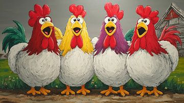 Talking / singing chickens by Gelissen Artworks