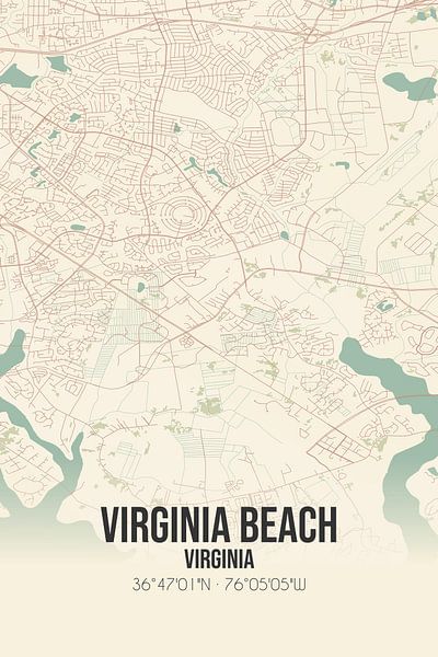 Vintage map of Virginia Beach (Virginia), USA. by Prints of Place