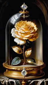 large golden rose in dome with diamonds by Maud De Vries