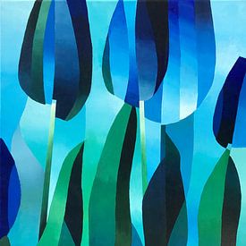 Tulpen Blauw 8 van Kees van de Wetering