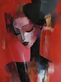 Elegant Woman | Die stille Anziehungskraft von Rot von Abstraktes Gemälde