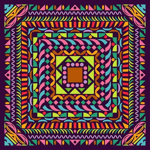 Vibrant Tribal Geometry by TampuArt