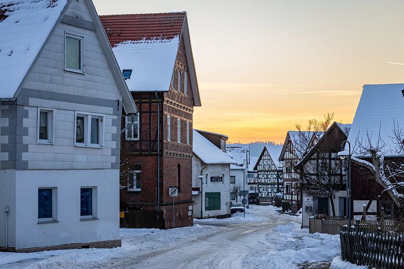 Herleshausen Fachwerkhäuser im Winter von Roland Brack