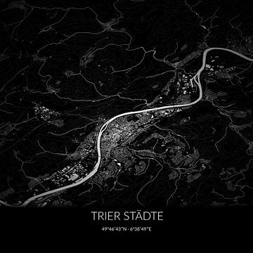 Schwarz-weiße Karte von Trier Städte, Rheinland-Pfalz, Deutschland. von Rezona