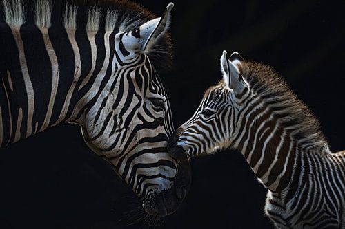 Intiem moment tussen twee zebras
