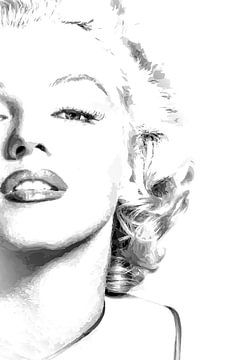 Marilyn Monroe High Key Portret Zwart Wit van Art By Dominic