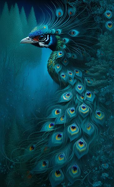 Flying peacock by Nicolette Vermeulen