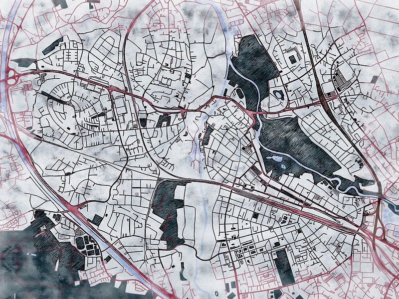 Map of Fürth with the style 'White Winter' by Maporia
