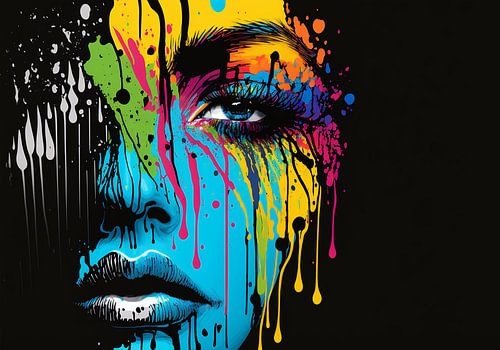 Visage peint multicolore