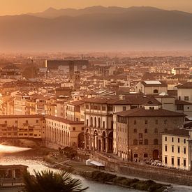 Florence with the bridge Ponte Vecchio in the sunset. by Voss Fine Art Fotografie