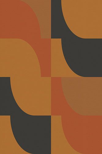 Art géométrique rétro. Formes abstraites en orange, jaune foncé et noir.