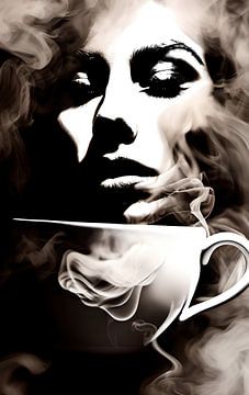 drinking coffee or cappuccino