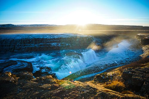 Zonsondergang bij Gullfoss