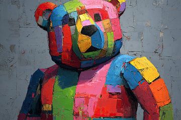 Happy Patchwork Bear van ARTEO Schilderijen