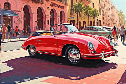 Rode Porsche 356 Cabriolet