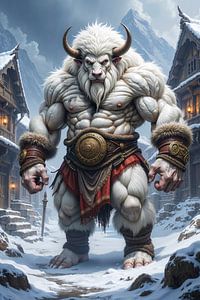 Fantasy Wall Art: BISON – The gigantic white buffalo in winter