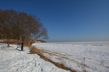 Ijsschotsen op het zuidelijk strand in Göhren, bevroren Oostzee, Rügen van GH Foto & Artdesign