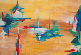 Ein neuer Horizont (abstraktes Gemälde in lebhaften Farben) von Birgitte Bergman