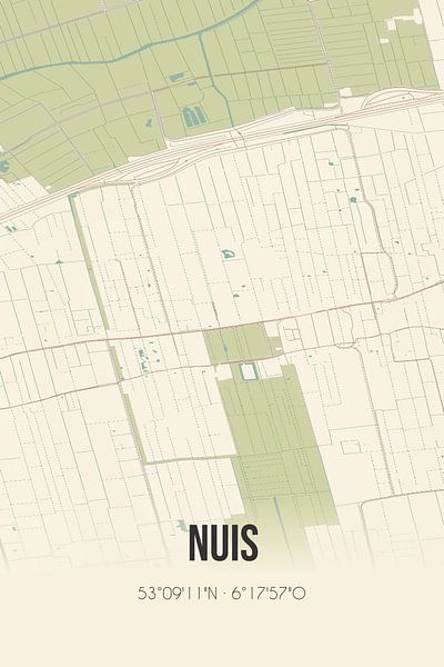 Vintage map of Nuis (Groningen) by Prints of Place