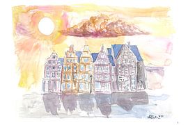 Bremen Deutschland Marktplatz-Szene mit historischen Hanse-Häusern von Markus Bleichner