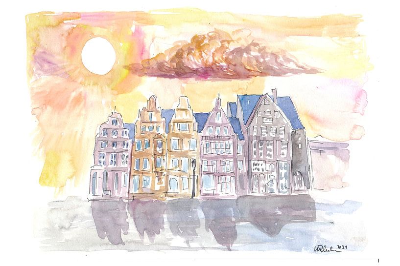 Bremen Germany marketplace scene with historic Hanseatic houses by Markus Bleichner