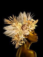 Bloemenportret Zwart & Goud Achtergrond zwart met gouden glitters - Portrait-02
