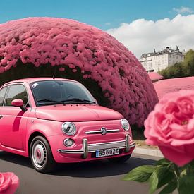 Bella Macchina - Fiat 500 surreal in roze van DeVerviers
