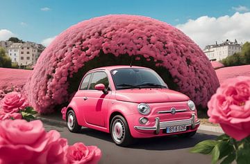 Bella Macchina - Fiat 500 surreal in roze van DeVerviers