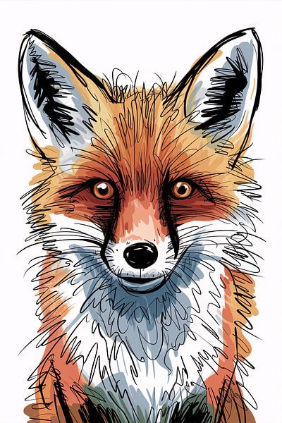 Speelse illustratie van een vos van Art & Soul Creations