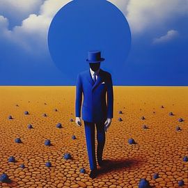 Man in Blue | Surrealisme van ARTEO Schilderijen