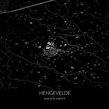 Zwart-witte landkaart van Hengevelde, Overijssel. van Rezona