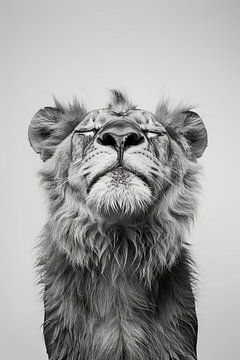 Vermoeide leeuw in zwart-wit van Poster Art Shop