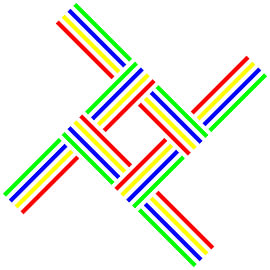 No Crossing | 4T | Broken Line | S=2 | Color=4 | RGBY | Center=Red von Gerhard Haberern