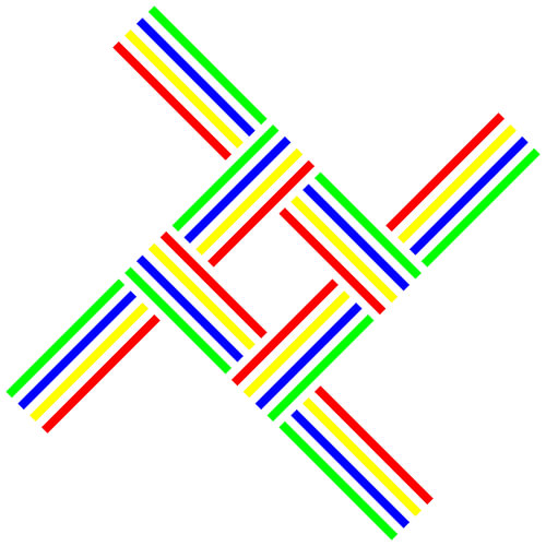 No Crossing | 4T | Broken Line | S=2 | Color=4 | RGBY | Center=Red