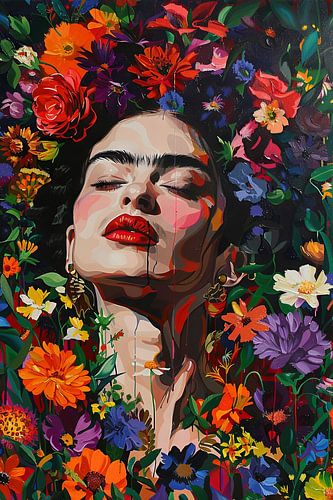 Frida flower portrait