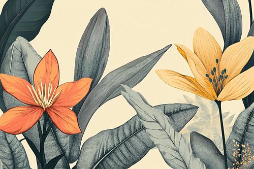 Klassieke bloemenillustratie met bladeren