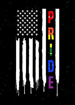 American Pride – LGBTQ Flagge Regenbogen Solidarität Wanddeko von Millennial Prints
