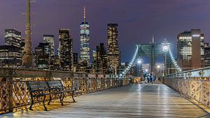 New York  Brooklyn Bridge zur blauen Stunde