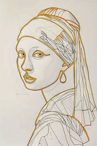 Line art meisje met de parel