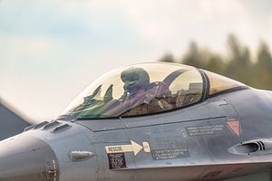Gros plan sur un F-16 Fighting Falcon (J-201) de l'escadron 312.