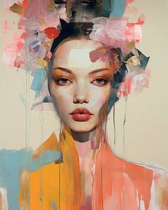 Modernes und abstraktes Portrait "Kiss and tell"