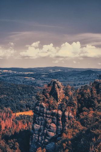 Landschappen in Bad Schandau met Schrammsteine stenen