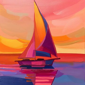 Abstracte Geometrische Zeilboot van Poster Art Shop