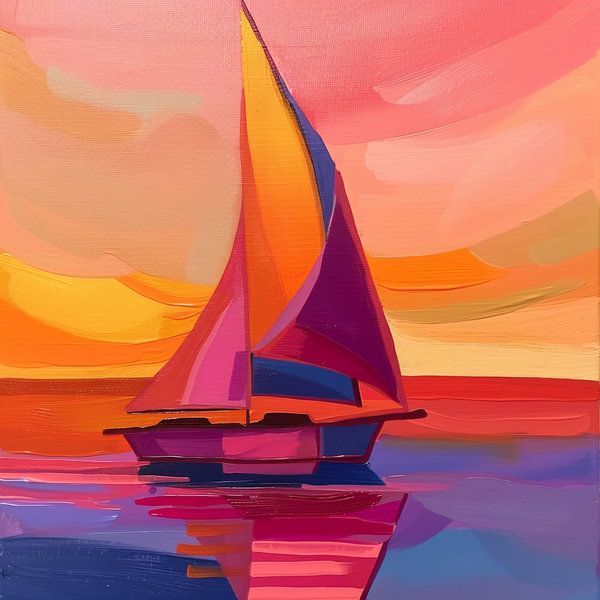 Abstract Geometric Sailboat by Poster Art Shop
