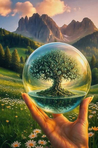 Arbre fractal dans une sphère de verre par INGO
