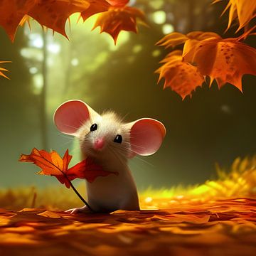 Muis in de kleurrijke herfstbladeren van Babetts Bildergalerie