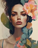 Modern illustrated portrait in pastel colours