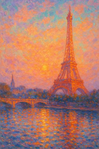 Impressionist Paris Sunrise – Warm Light over the Seine