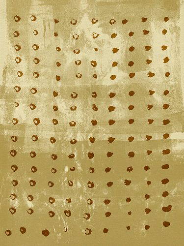 Abstracte organische vormen in oker en bruin.