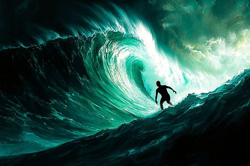 Surfer doorbreekt kolossale golf